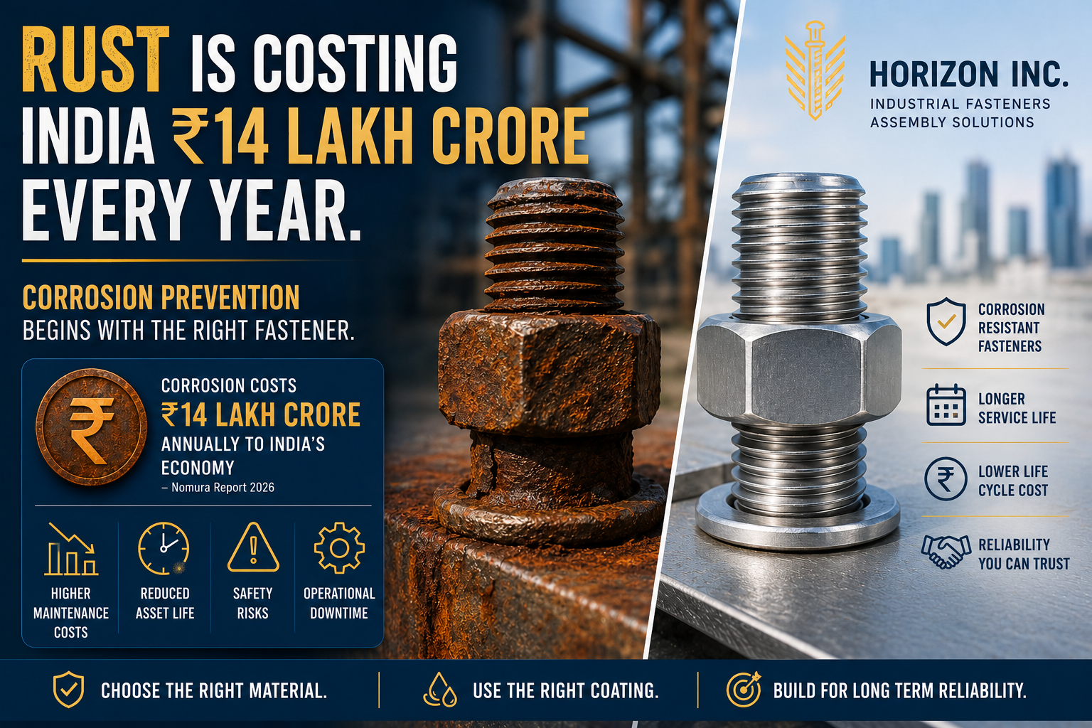Rust is Costing India ₹14 Lakh Crore Every Year: Why Corrosion-Resistant Fasteners Matter